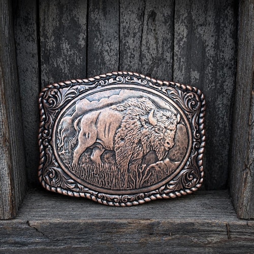 Hebilla de cinturón de cobre estilo vaquero del suroeste americano: