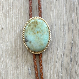 Southwestern Turquoise Flecked Bolo Tie - Gifts for Him Cabochon Indian Leather Cowboy Necktie Accessories Mens Necklace Leather Cord Lariat