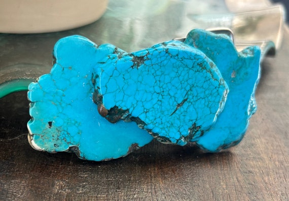 Turquoise Slab Belt Buckle - Large Genuine Stone … - image 2