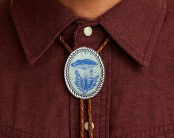 Mushroom Bolo Tie : Fungus Western Leather Necktie