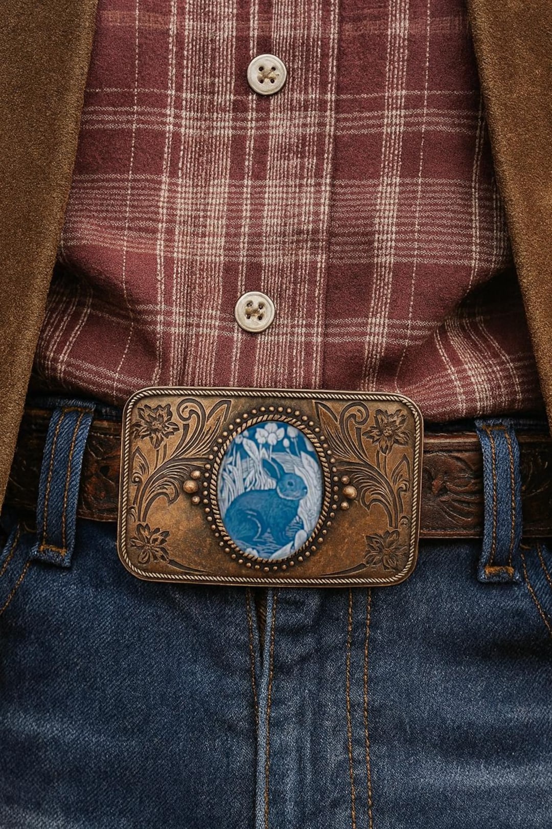 Bronze Rabbit Belt Buckle - Western Rodeo Bunny Design - Etsy
