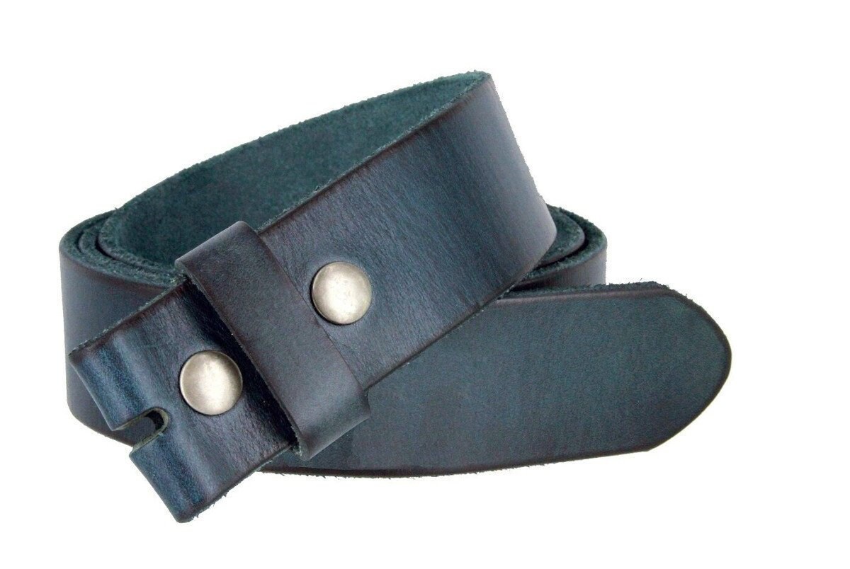 Navy Blue Leather Snap Belt Strap 100 Full Grain Western Etsy