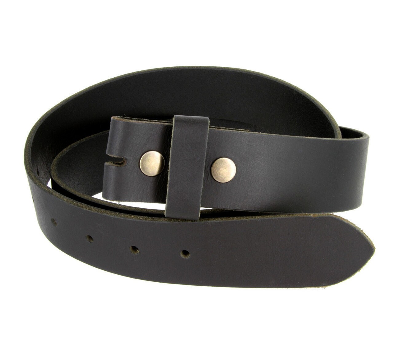 Black Premium Leather Snap Belt Strap Genuine Full Grain Etsy