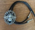 Silver Queen Bee Bolo Tie - Western Gifts for Him - Honey Insect Hive Lover Leather Necklace Accessories Mens Necklace Hipster Cowboy Carter