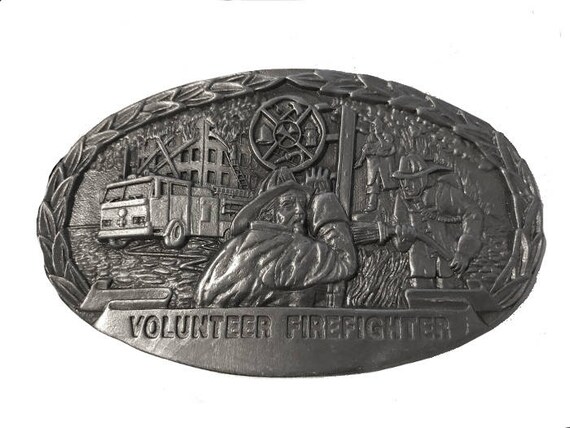 Vintage Volunteer Firefighter Belt Buckle Fireman Truck | Etsy