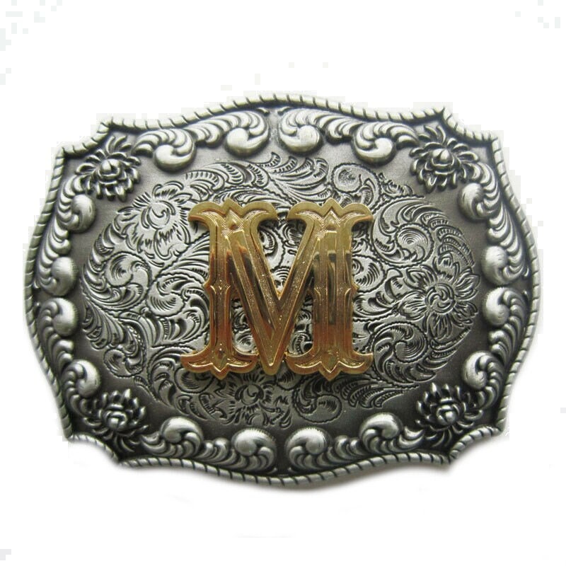 Letter Belt Buckle Gold Silver Engraved 