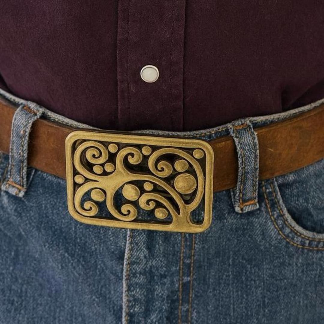 Large Handmade Solid Brass Brutalist Split Filigree Flower Petal Belt Buckle COLIN WILKING SIGNED 1988 BRUTALIST FLOWER BRASS BELT BUCKLE  main image 2