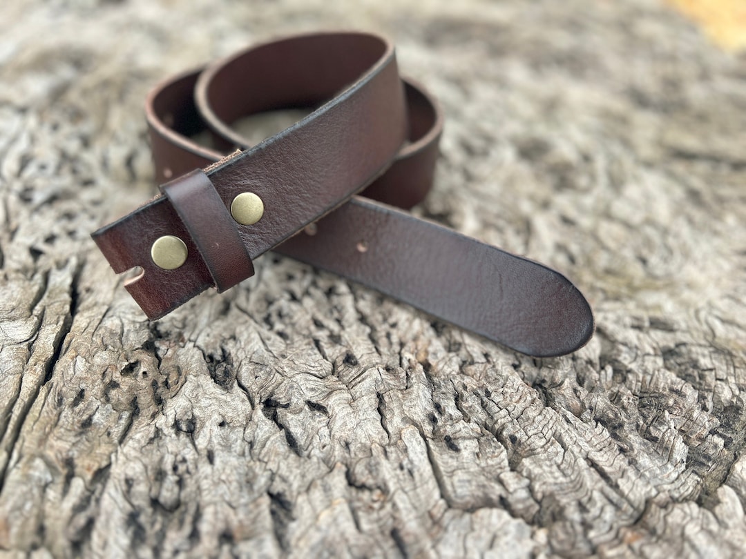 Premium Genuine Brown Leather Snap Belt Strap Mens Women's Sizes Thick ...