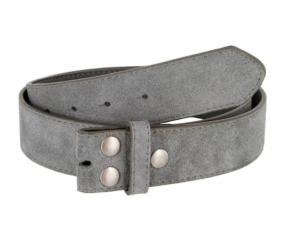 Grey Genuine Suede Leather Snap Belt Strap 1.5'' | Etsy