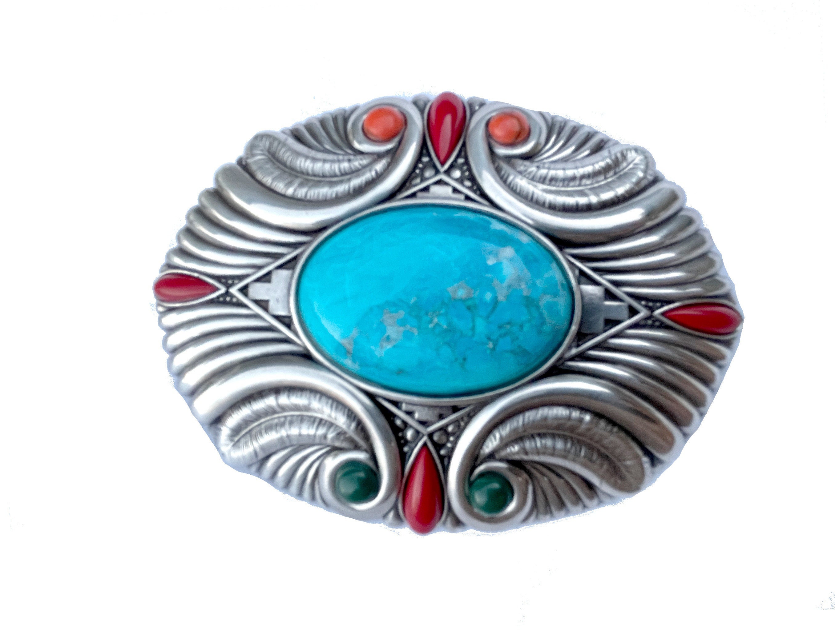 Accessoires Riemen & bretels Riemgespen Vintage Navajo Turquoise en Coral Belt Gesp 