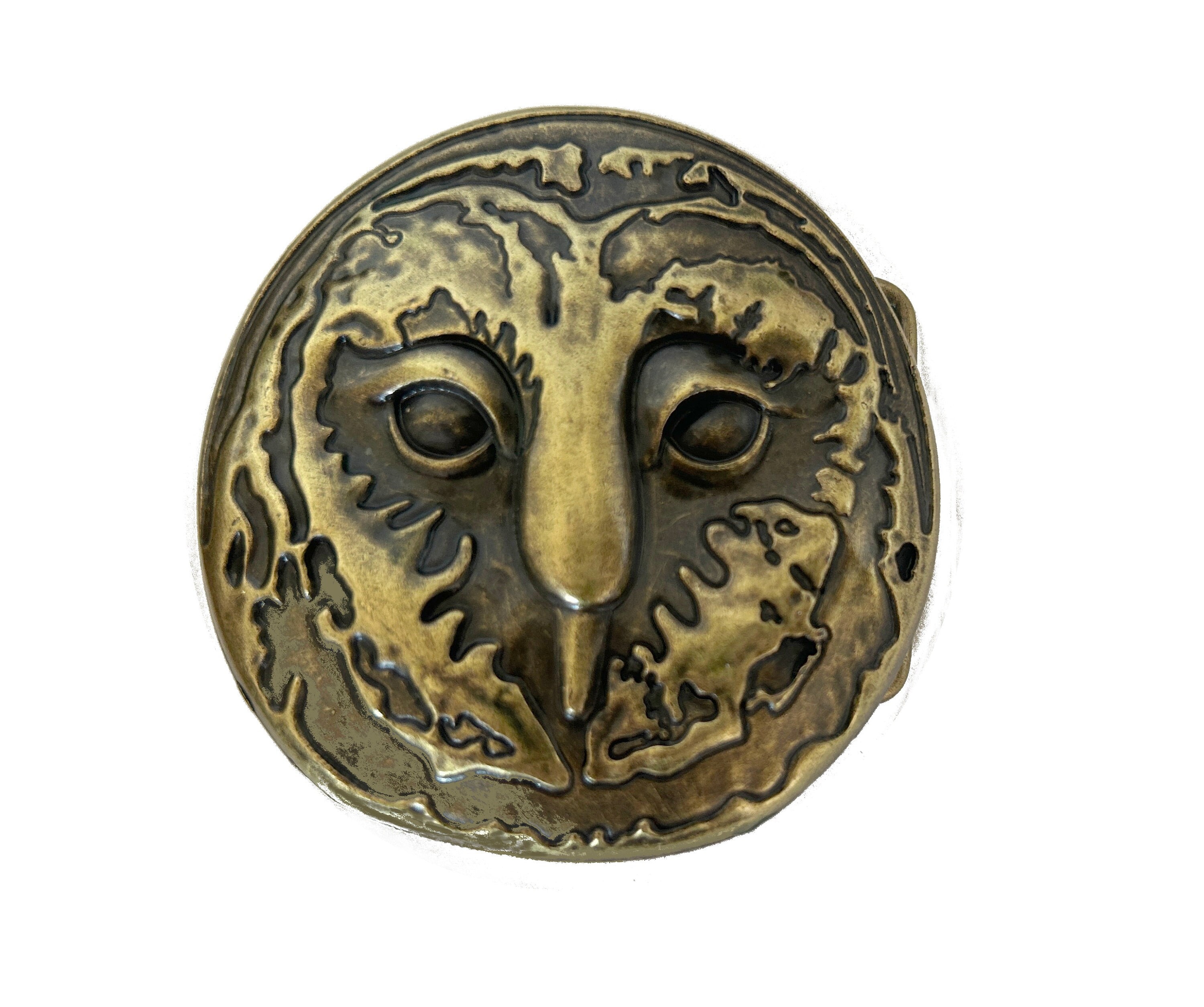 Vintage Brass Owl Head Belt Buckle - Bird Lover Gift - Etsy display picture 1