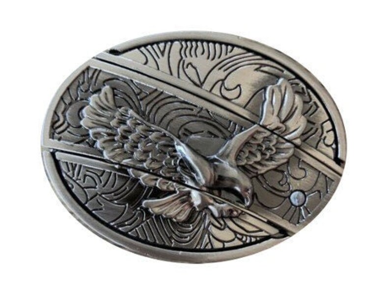 HIDDEN KNIFE Flying Eagle Belt Buckle Western Cowboy Etsy