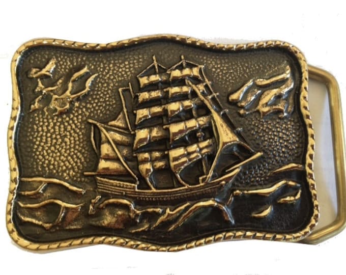 Vintage Sailboat Belt Buckle Nautical Sailor Pirate Etsy