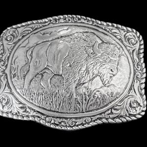 Engraved Buffalo Belt Buckle Southwestern Head Bull Mans Yellowstone Horns Head Bison Rope Cowboy Engraved Cowboy Leather Silver Etsy UK