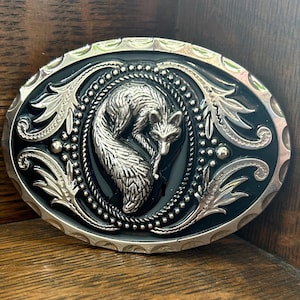 Boucle de ceinture en renard argenté : portrait d'animal occidental en 3D