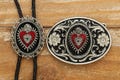 Sacred Heart Bolo Tie & Belt Buckle Set : Valentines Day Western Tattoo Art