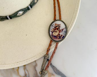 Banjo Raccoon Bolo Tie : Western Leather Necktie, Country Music