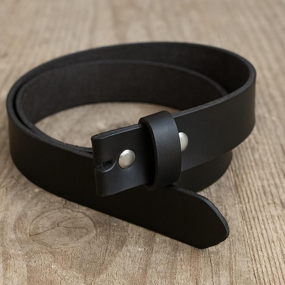 【最終値下げ】ENOF loop strap belt BLACK Black Full Grain Leather Snap Belt Strap - 1.5 Inch - Etsy