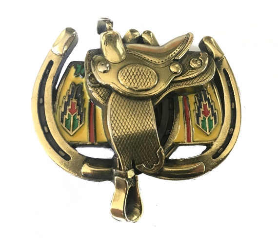1982 VINTAGE SOLID BRASS BUILDER 1 1//4/" DRESS BUCKLE