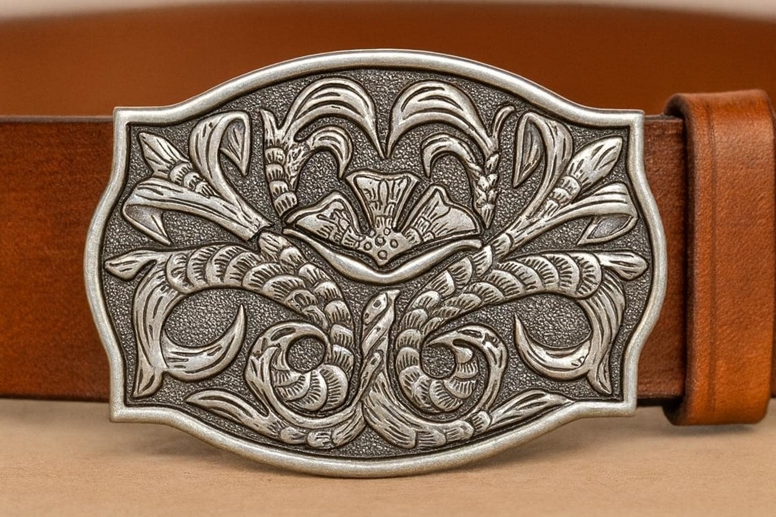 Ceinture Pour Jeans Western Ceinture Cowboy Pour Homme - Cuir PU, Boucle Tête De Taureau, Gravure Florale, 3,8 Cm De Large, 7 œillets Accessoire Mode Cadeau Homme