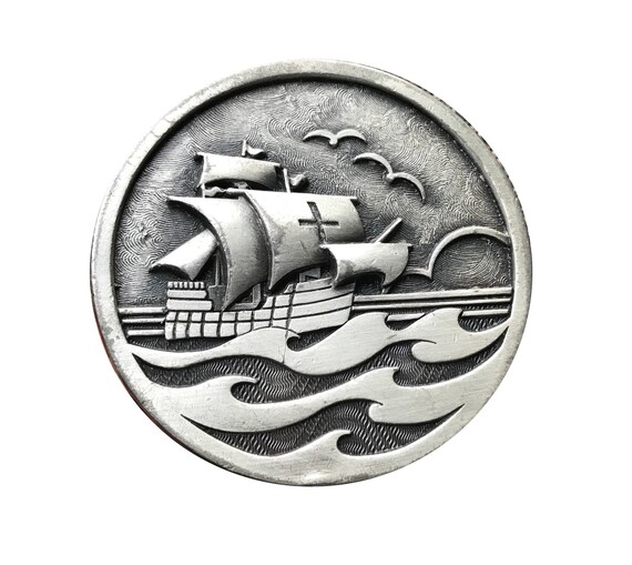 Vintage Viking Ship Belt Buckle 