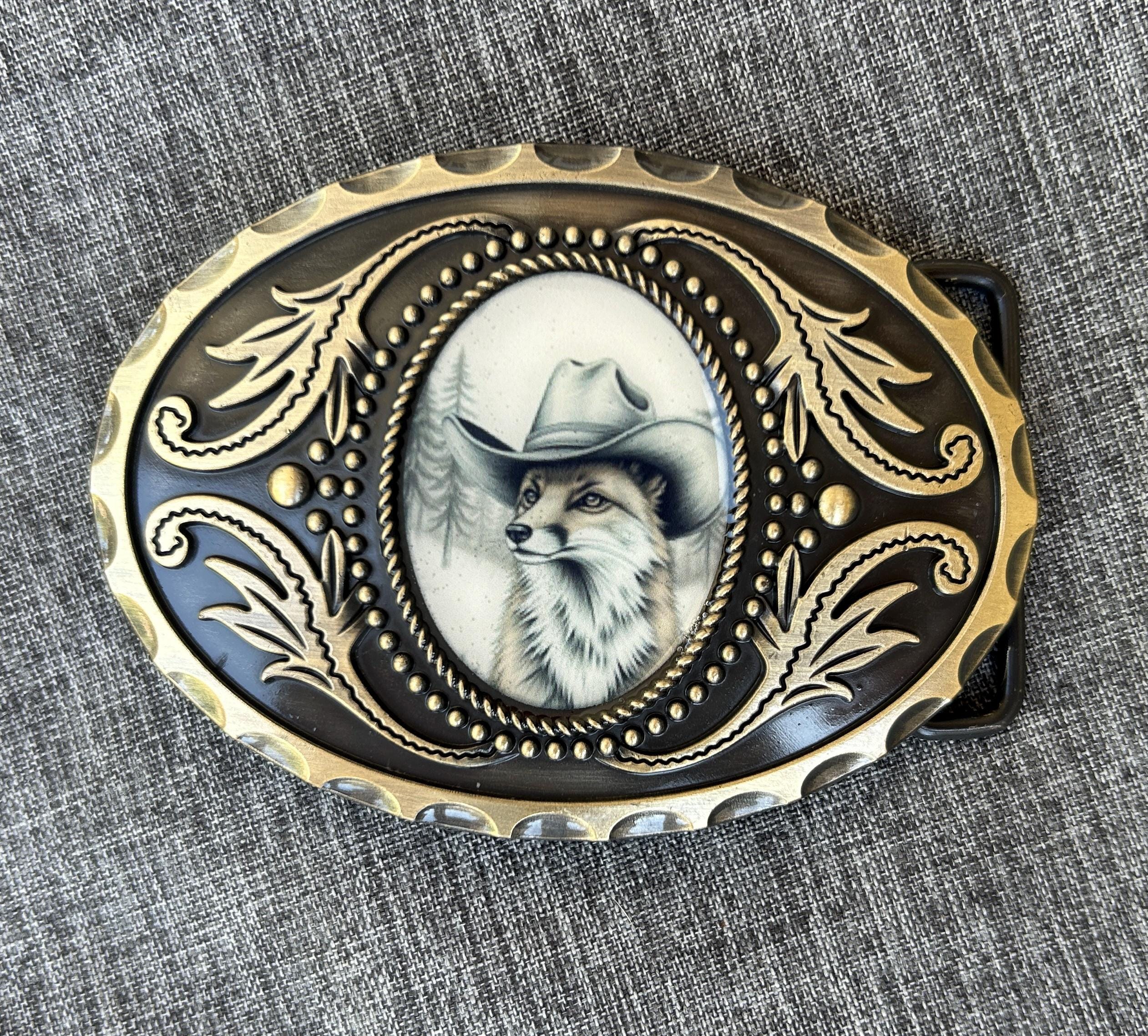 Woodsy Fox Belt Buckle: Antique Gold Western Style - Etsy