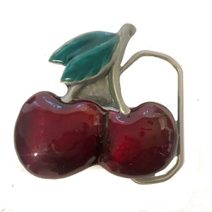 Vintage cherry belt buckle - fruit - food - funny  - cherries - mother's day - organic eating nature -