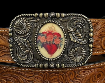 Real SCORPION ABALONE EPOXY Handmade Oval Western Belt Buckle