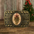Kiss me under the Mistletoe Belt Buckle : Western Buckle , Fits 1.5'' Strap Christmas