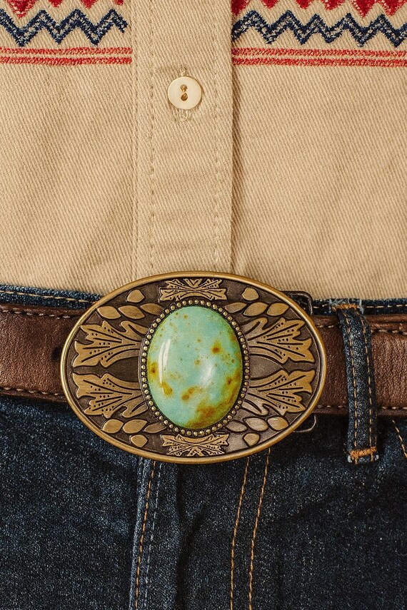 New Turqouise belt buckle fits 1.5 belt Metal Accessories | New Turqouise Belt Buckle Fits 15 Belt Metal  main image 3