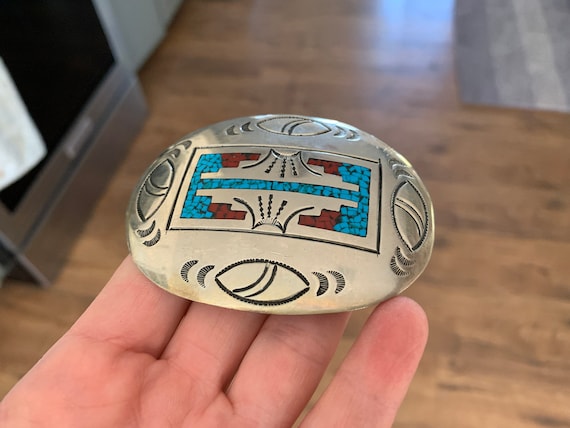 Vintage Navajo Keams Chee Navajo Belt Buckle Artist Belt  display picture 3