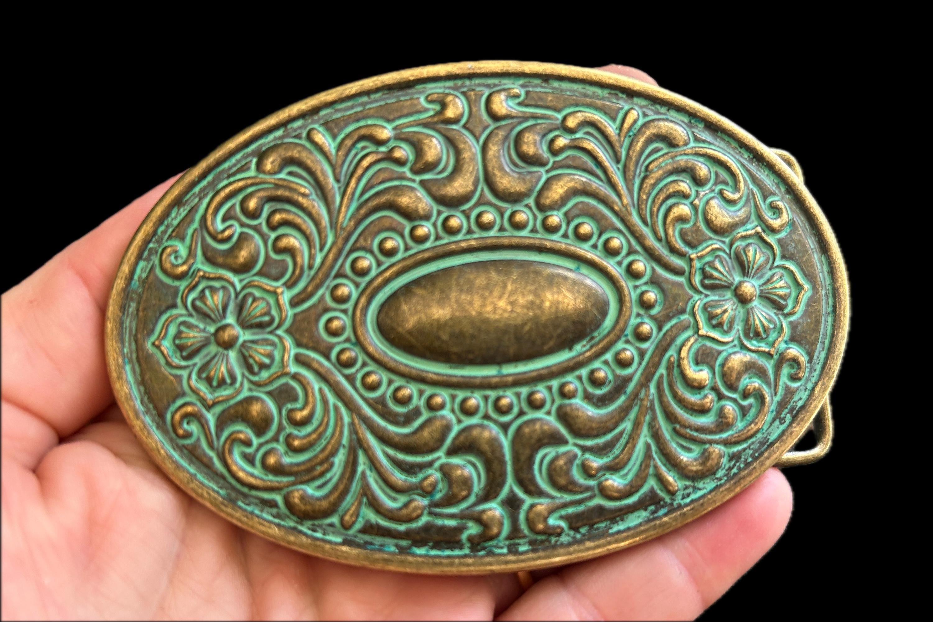 VINTAGE Rustic Patina Gold Tone Belt If you main image 2