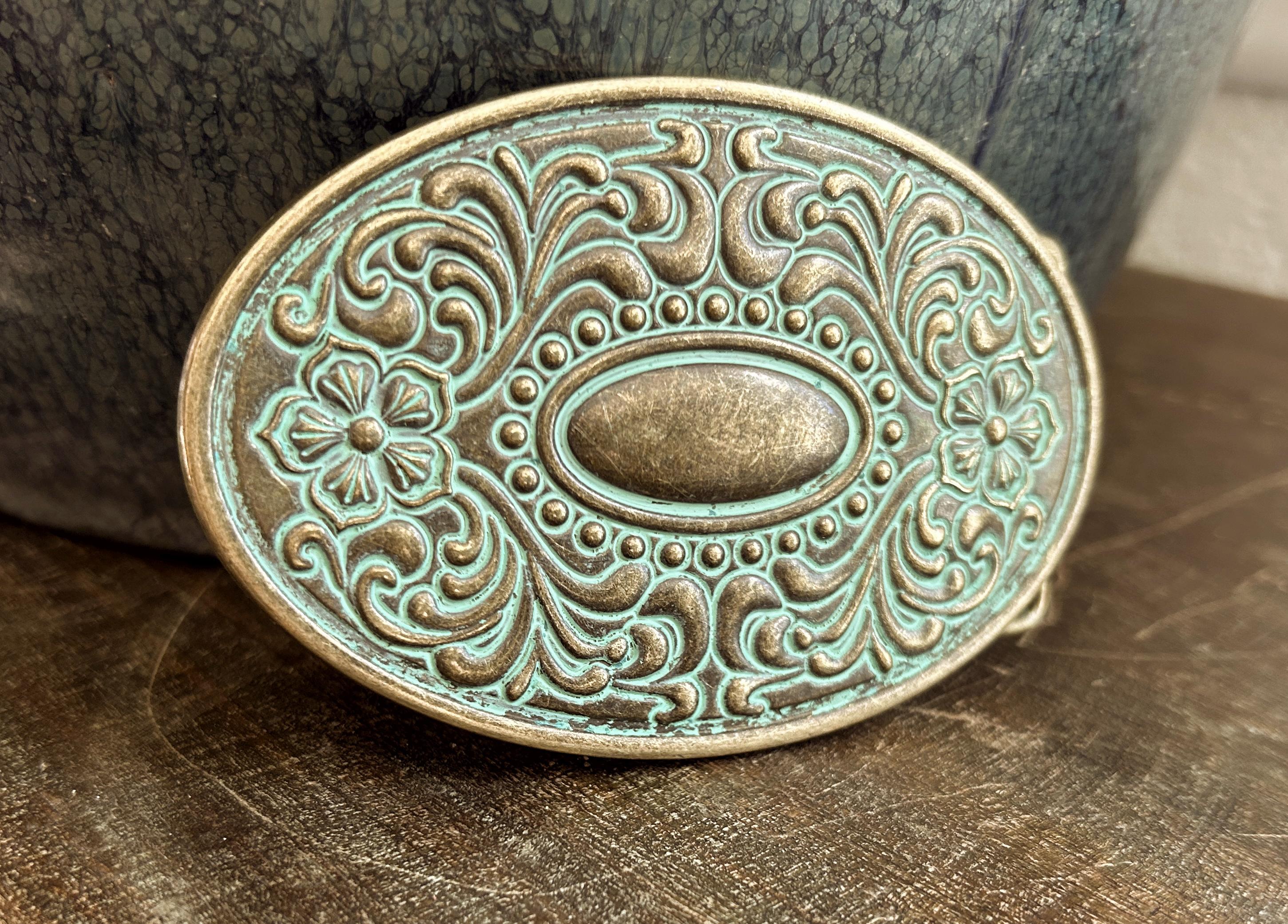 Vintage Woman\'s Fashion Brass Tone Metal Belt Buckle Bohemian Style Inspired by the American Southwest - my Belt Collection is  main image 3