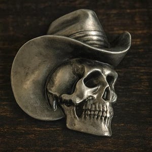 Cowboy Skull Belt Buckle: Western Outlaw Skeleton