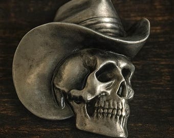 M&F Silver And Black Skull Head Buckle Mf Western Products NRS