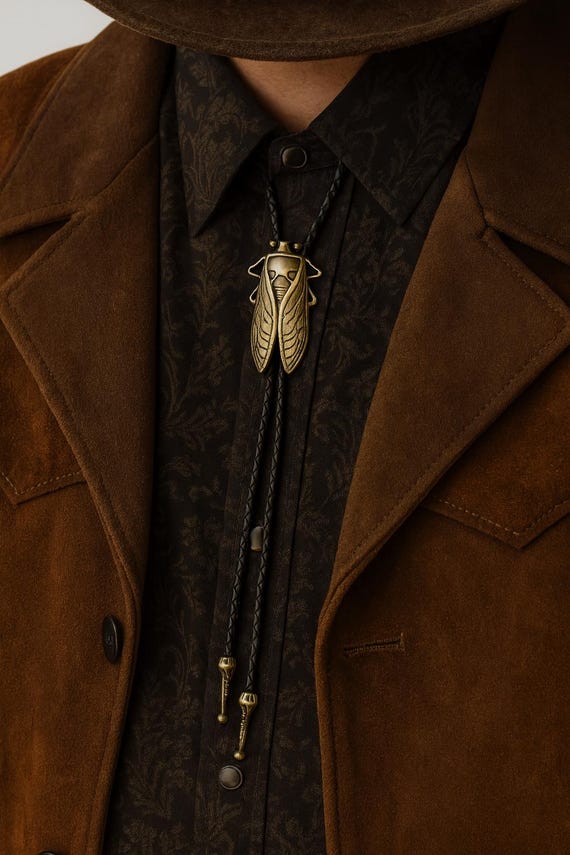 Cravatta Bolo Western: cappello da cowboy vintage e collana in pelle con piume - Italia