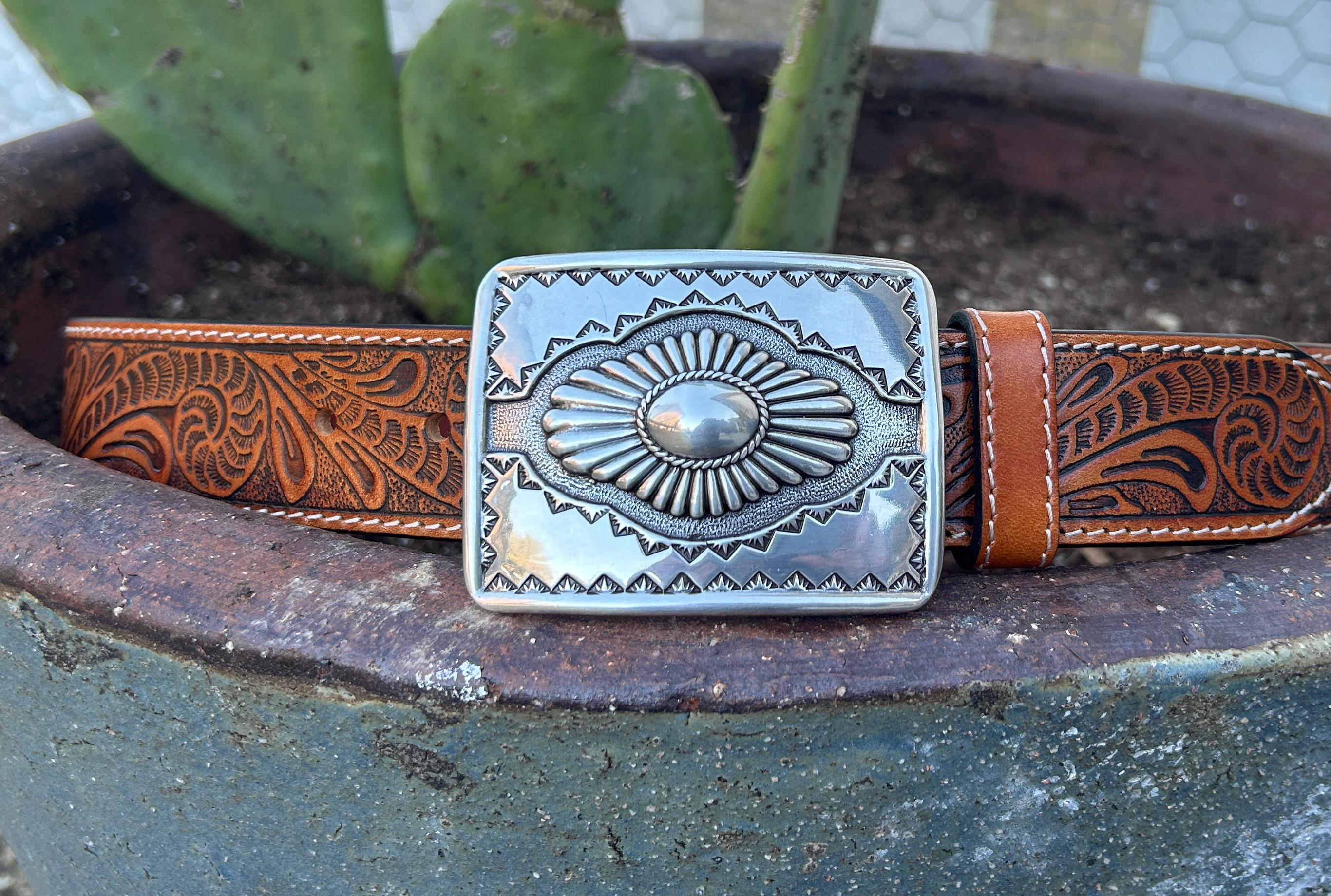 Leather Belt brown color so beautiful with silver buckle excellent condition 45” Silver Ohm Buckle | Leather Belts For Women – Obscure Belts main image 4