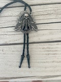 Death Head Moth Bolo Tie - Goth Punk Metal Insect Necklace