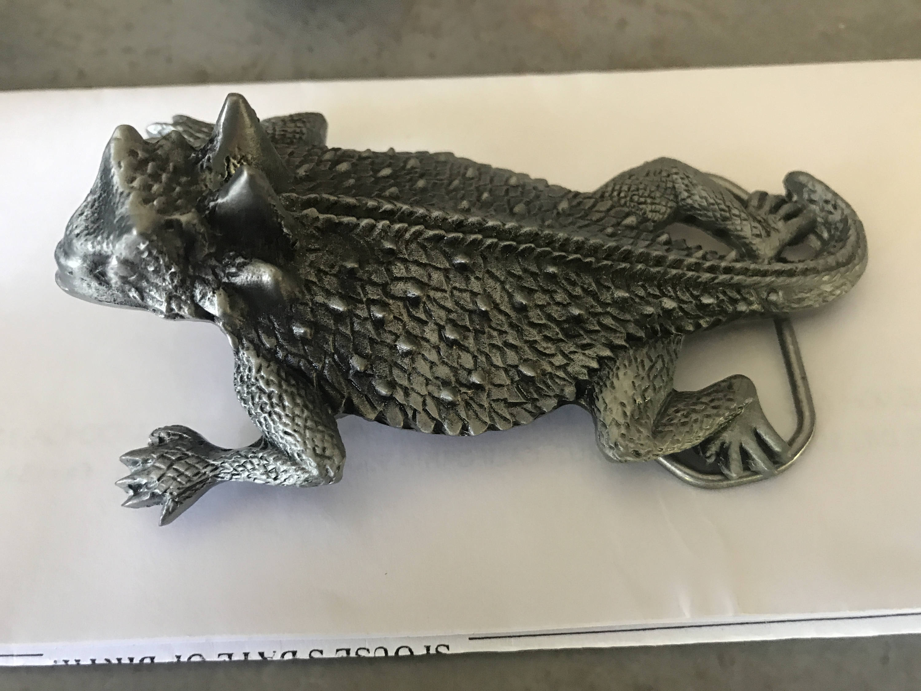 Vintage Horned Lizard Belt Buckle 