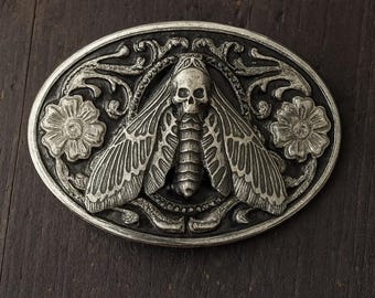 Metal Dead Head Moth Belt Buckle – Goth Punk Jewelry