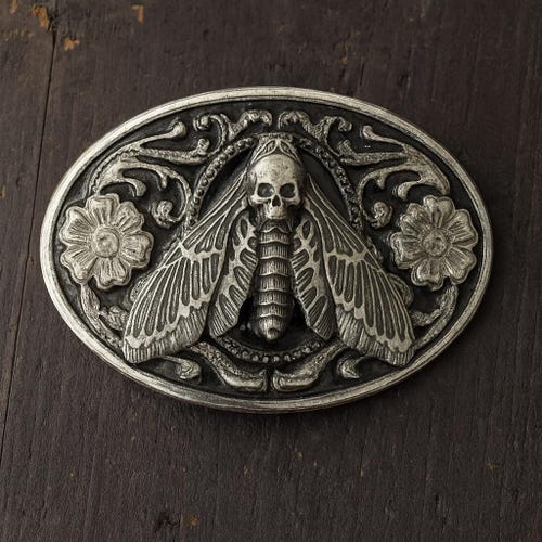 Metal Dead Head Moth Belt Buckle – Goth Punk Jewelry