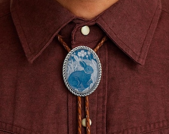 Rabbit Bolo Tie : Handmade Stainless Steel Western Necklace