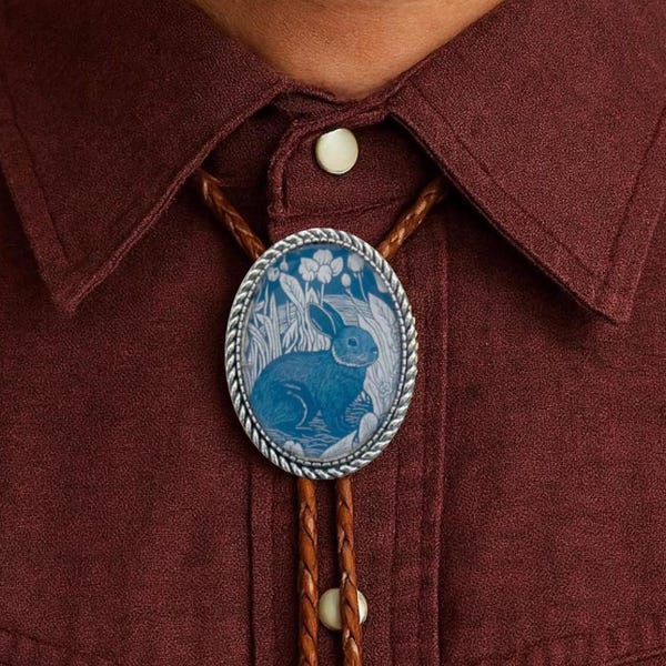 Rabbit Bolo Tie : Handmade Stainless Steel Western Necklace
