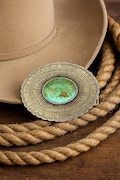 Teal Turquoise Stone Belt Buckle: Western Cowboy Style, Fits 1.5" Strap