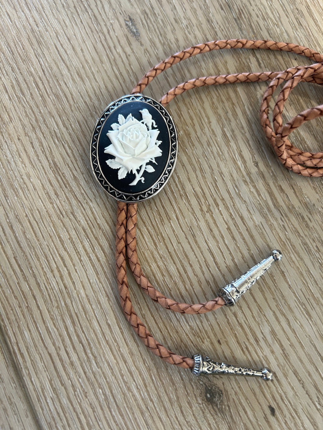 Cravate Bolo en pierre noire du sud-ouest pour lui Cabochon