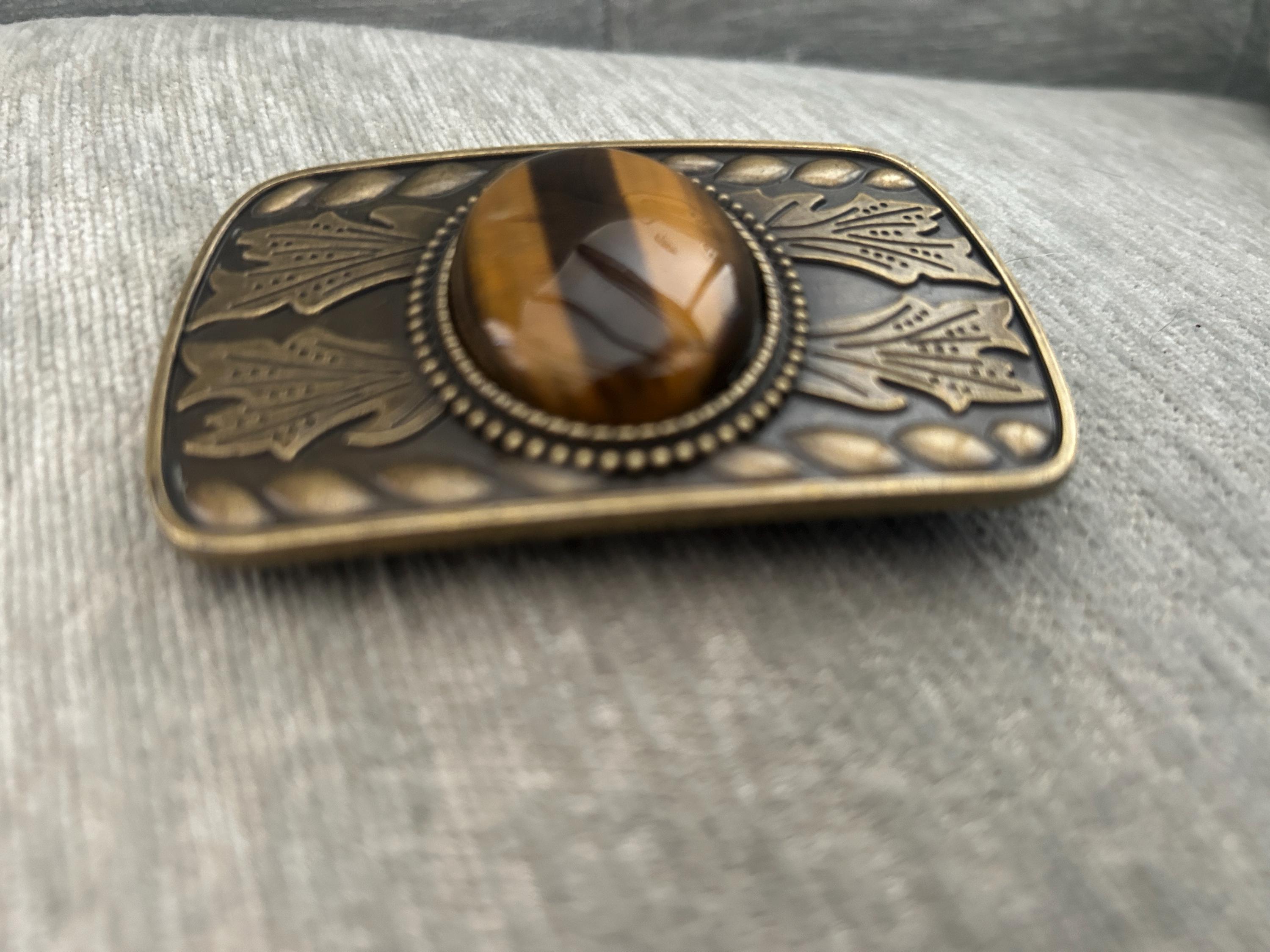 Vantage Western Tiger\'s Eyes Ornate Etched Gold Metallic Tone Belt Buckle Tigers Eye Belt Buckle : Antique Gold or Silver Western  main image 4
