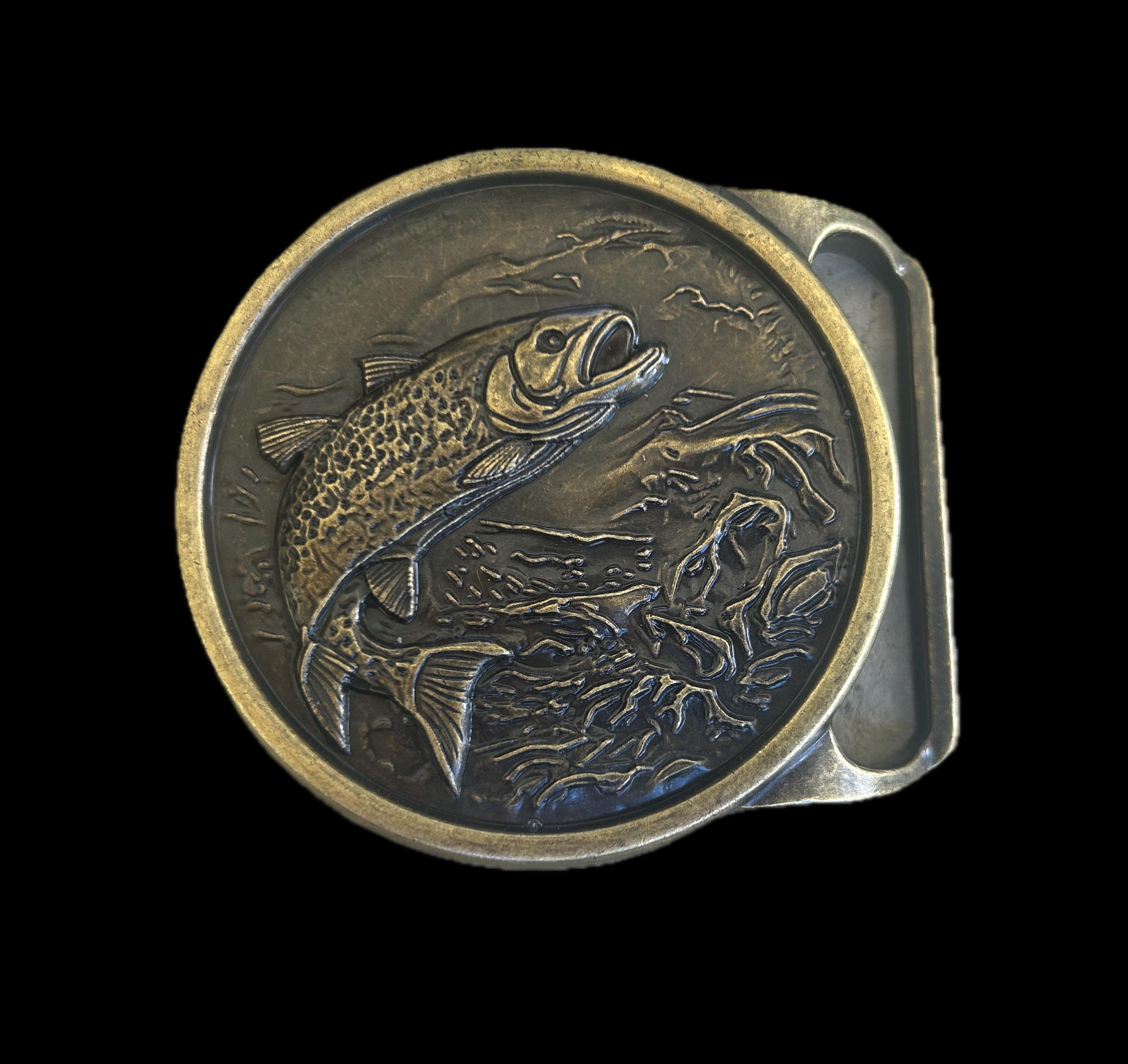 fish with lure belt buckle 2007 S&B Fishing Navy This Fish Belt Buckle is very representative of our wide selection of Fishing Belt Buckles with Bass and Trout as Fishing Belt Buckles Fish, fishing belt buckle, belt