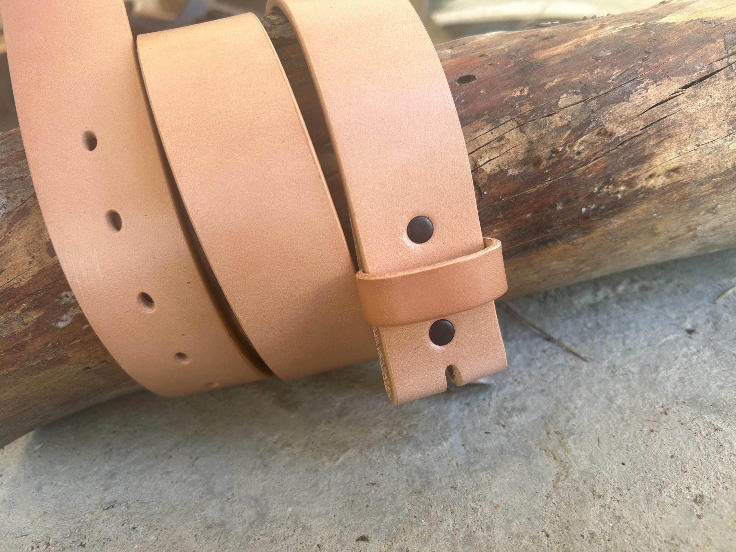 Tan Leather Snap Belt Strap: 1.5 display picture 2