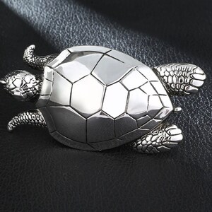 Handmade Silver Sea Turtle Belt Buckle - Ocean Animal Hawaii - Honu - Gift Idea - Save the Planet Shell Large Nautical Mens Womens Aloha