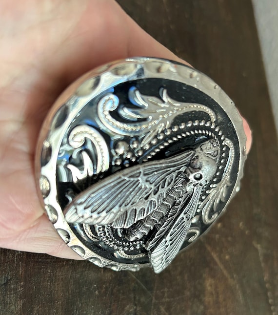 Western Moth Belt Buckle: Metal Skull Insect, Goth Punk  display picture 2